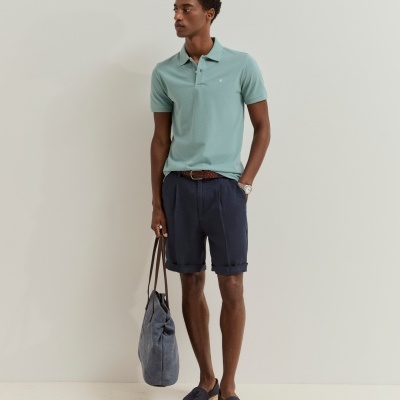 Polo de manga curta slim fit em algodão Lion of Porches