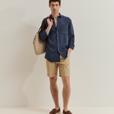 Camisa regular fit em liocel Lion of Porches