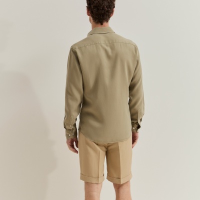 Camisa slim fit em liocel e linho Lion of Porches