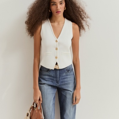 Colete de malha com decote em V Lion of Porches