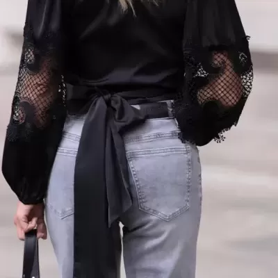 Jeans com Dobra Strass brilhantes Spaccio