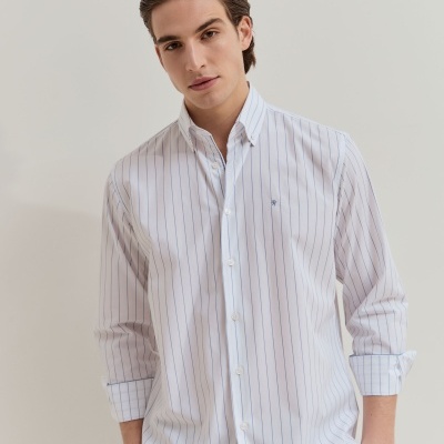 Camisa regular fit em algodão às riscas Lion of Porches
