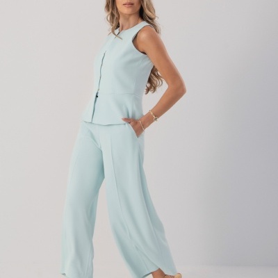 Calça culotte fluida com detalhe metálico Ferrache