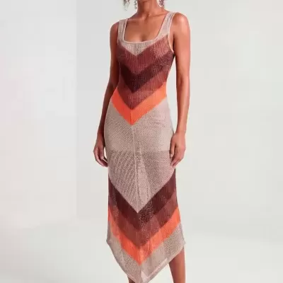 Vestido midi em malha de ponto aberto Sahoco