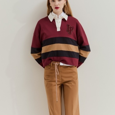 Calças wide leg com cordão tricolor Lion of Porches