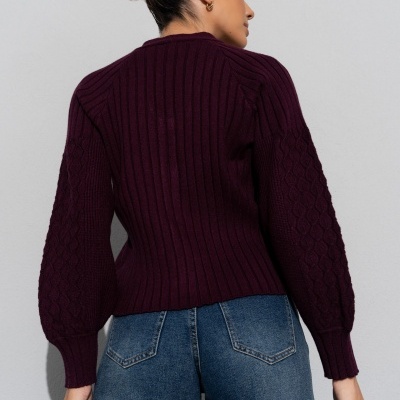 Casaco de malha com manga trabalhada Ferrache