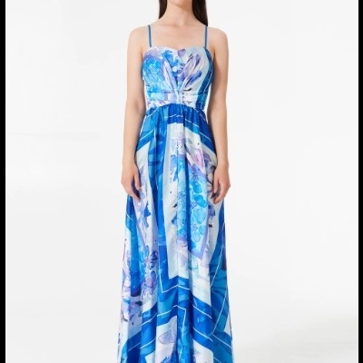 Vestido Longo Estampado Foulard Rinascimento