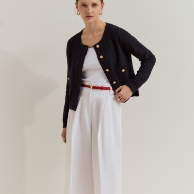 Casaco estilo cardigan em malha tricotada Lion of Porches