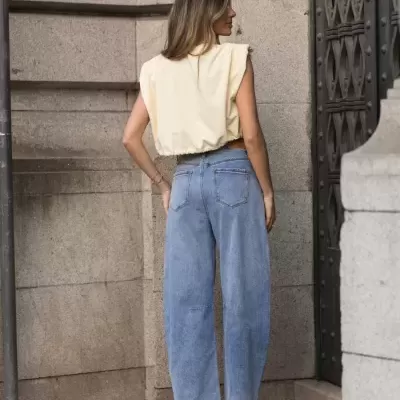 Jeans wide leg com apontamentos glow Spaccio