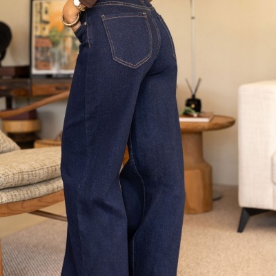 Jeans wide leg em algodão Ferrache