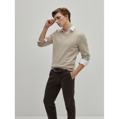 Pullover decote em V algodão e caxemira Decenio