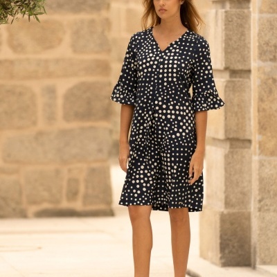Vestido estampado às bolinhas Ferrache