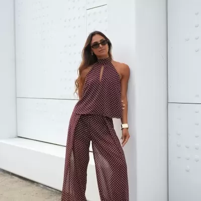 Calças Haze de perna larga em chiffon Sahoco