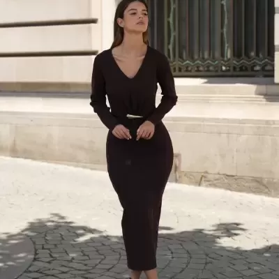 Vestido Midi com Detalhe Metálico Spaccio