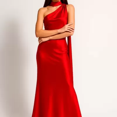 Vestido comprido acetinado Sahoco