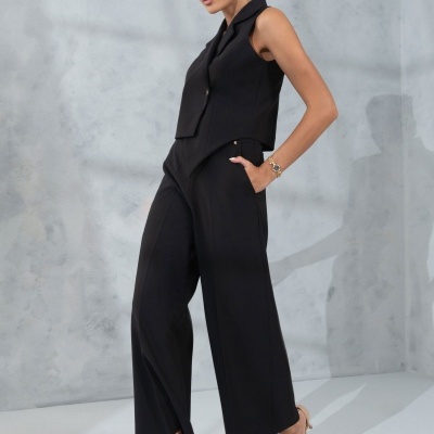 Calça curta wide leg de cintura subida Ferrache