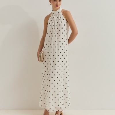 Vestido midi sem mangas com decote halter Lion of Porches