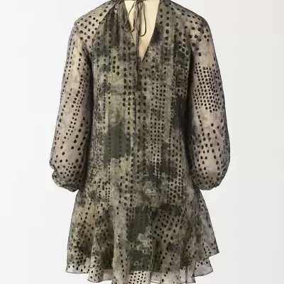 Vestido curto em chiffon estampado Sahoco