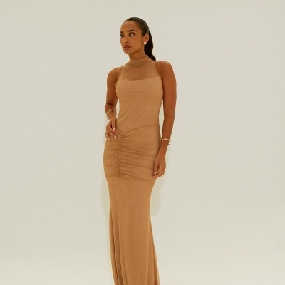 Vestido com pormenor franzido Scripta