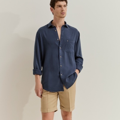 Camisa regular fit em liocel Lion of Porches