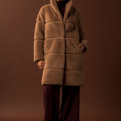 Casaco comprido de pêlo com efeito canelado largo Ferrache