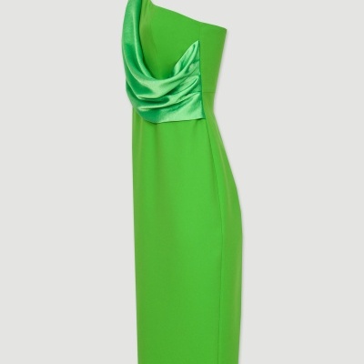 Vestido com drapeado acetinado Ferrache