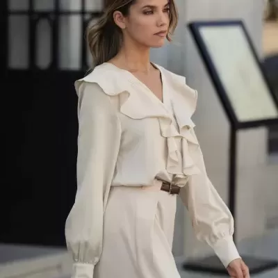 Blusa com folhos texturada SPACCIO by Cristina