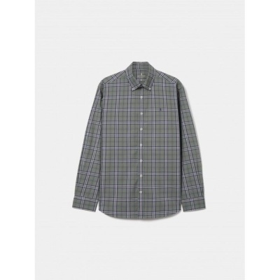 Camisa de algodão ao xadrez regular fit Decenio