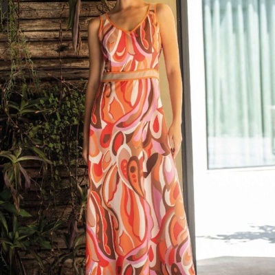 Vestido comprido estampado Scusi