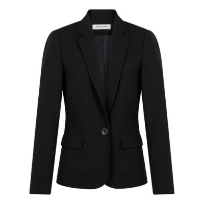 Blazer curto com gola de lapela e bolsos falsos com aba Naf Naf