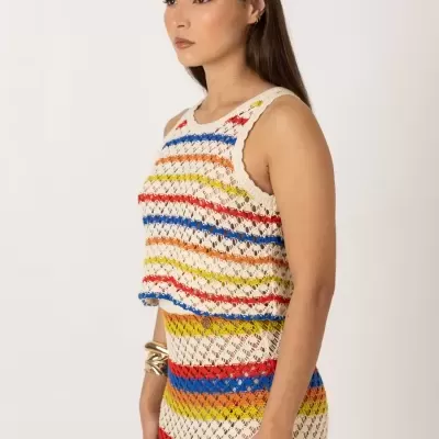 Saia de crochê multicolor SH x GM