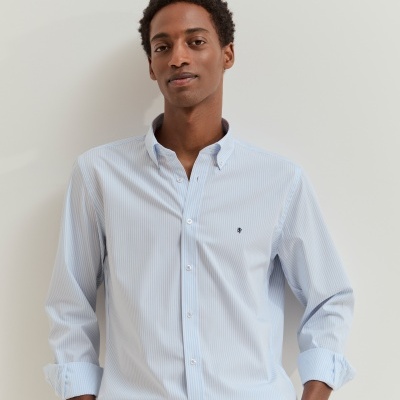 Camisa slim fit em algodão às riscas Lion of Porches