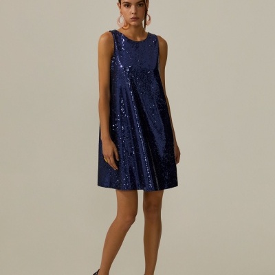 Vestido curto de lantejoulas Decenio