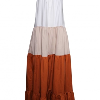 Vestido com folhos tricolor sahoco