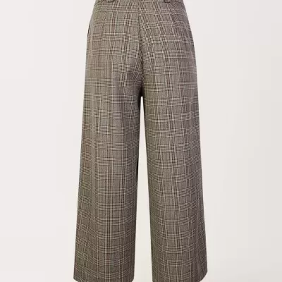 Calças culotte em padrão príncipe de Gales com pregas frontais SAHOCO