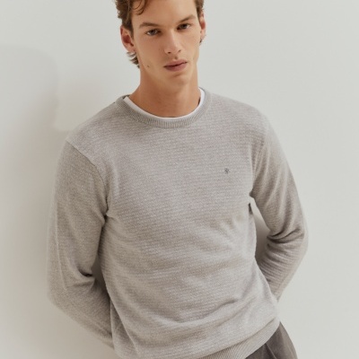 Camisola malha com textura em algodão Lion of Porches