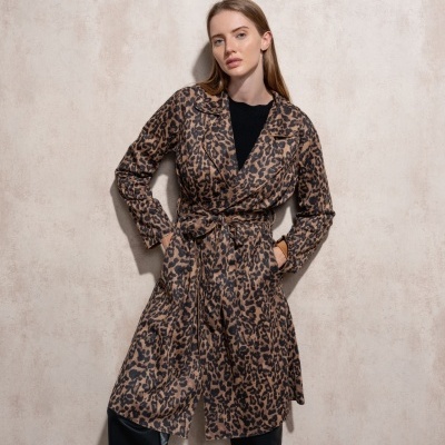 Trench coat com estampa animal SMF