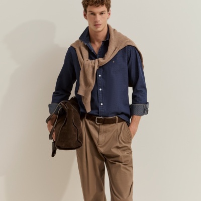 Camisa slim fit com textura Lion of Porches