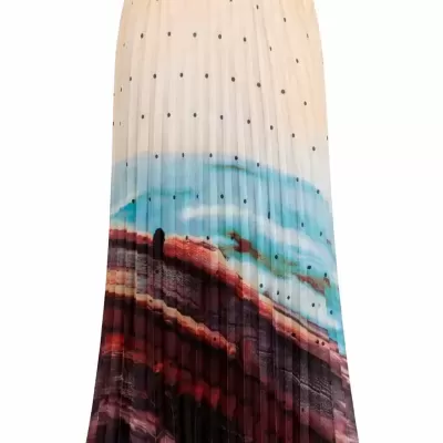 Saia Comprida Plissada com Padrão Sahoco