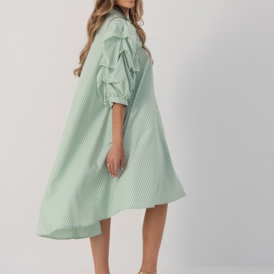 Vestido camiseiro às riscas Ferrache