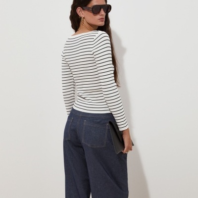 Camisola de manga comprida às riscas Decenio