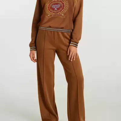 Calças camel com risca lateral Sahoco