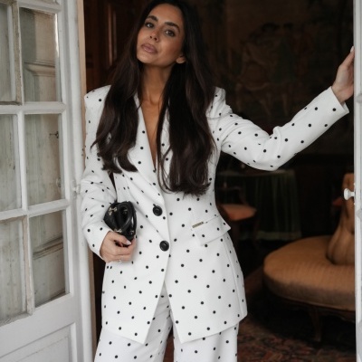 Blazer Citado com Estampado às Bolas Sahoco