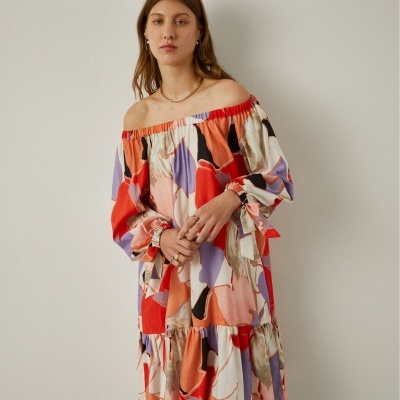 Vestido curto com padrão abstrato Lion of Porches