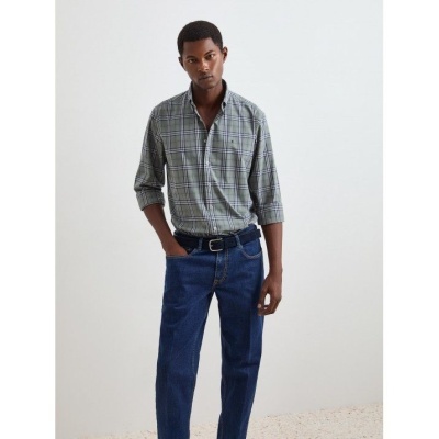 Camisa de algodão ao xadrez regular fit Decenio