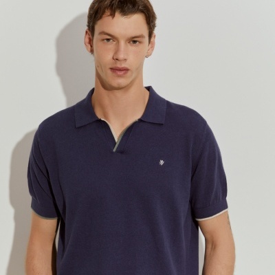 Polo manga curta em linho e algodão Lion of Porches