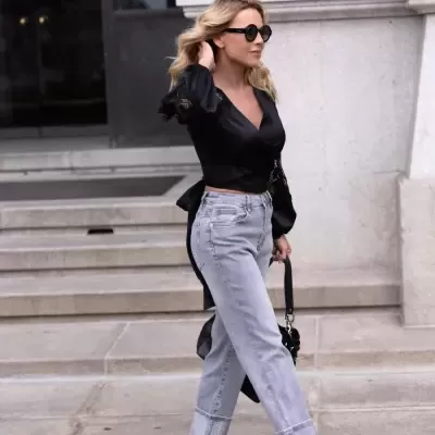 Jeans com Dobra Strass brilhantes Spaccio