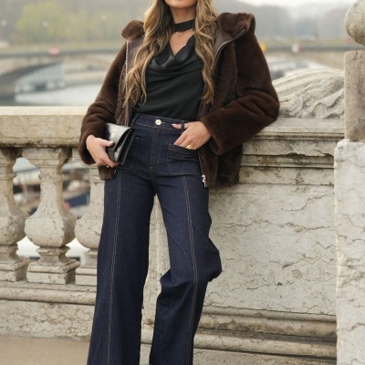 Casaco de pêlo com efeito entrançado Ferrache