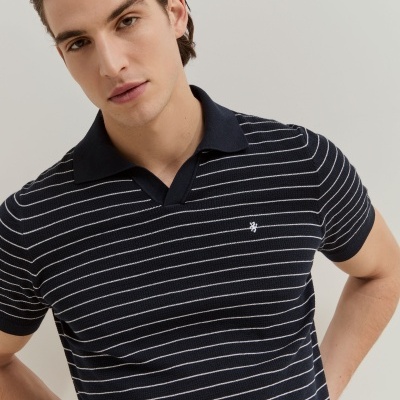 Polo às riscas em malha de algodão Lion of Porches