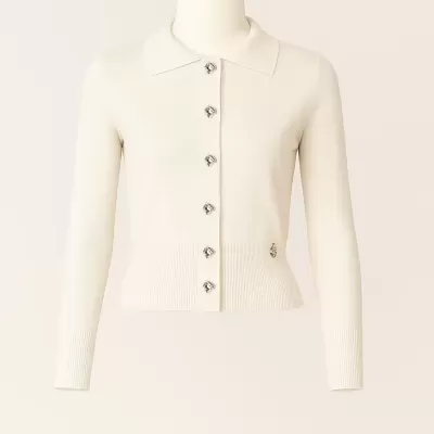 Cardigan em Malha Fina com Botões Decorativos Sahoco